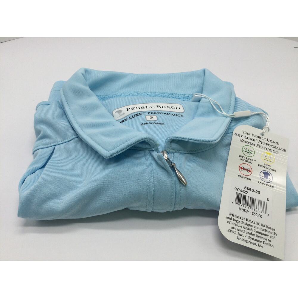 Pebble Beach Small Womens Dry-Luxe System Lace Polo Shirt Soft Blue NWT - Picture 2 of 5